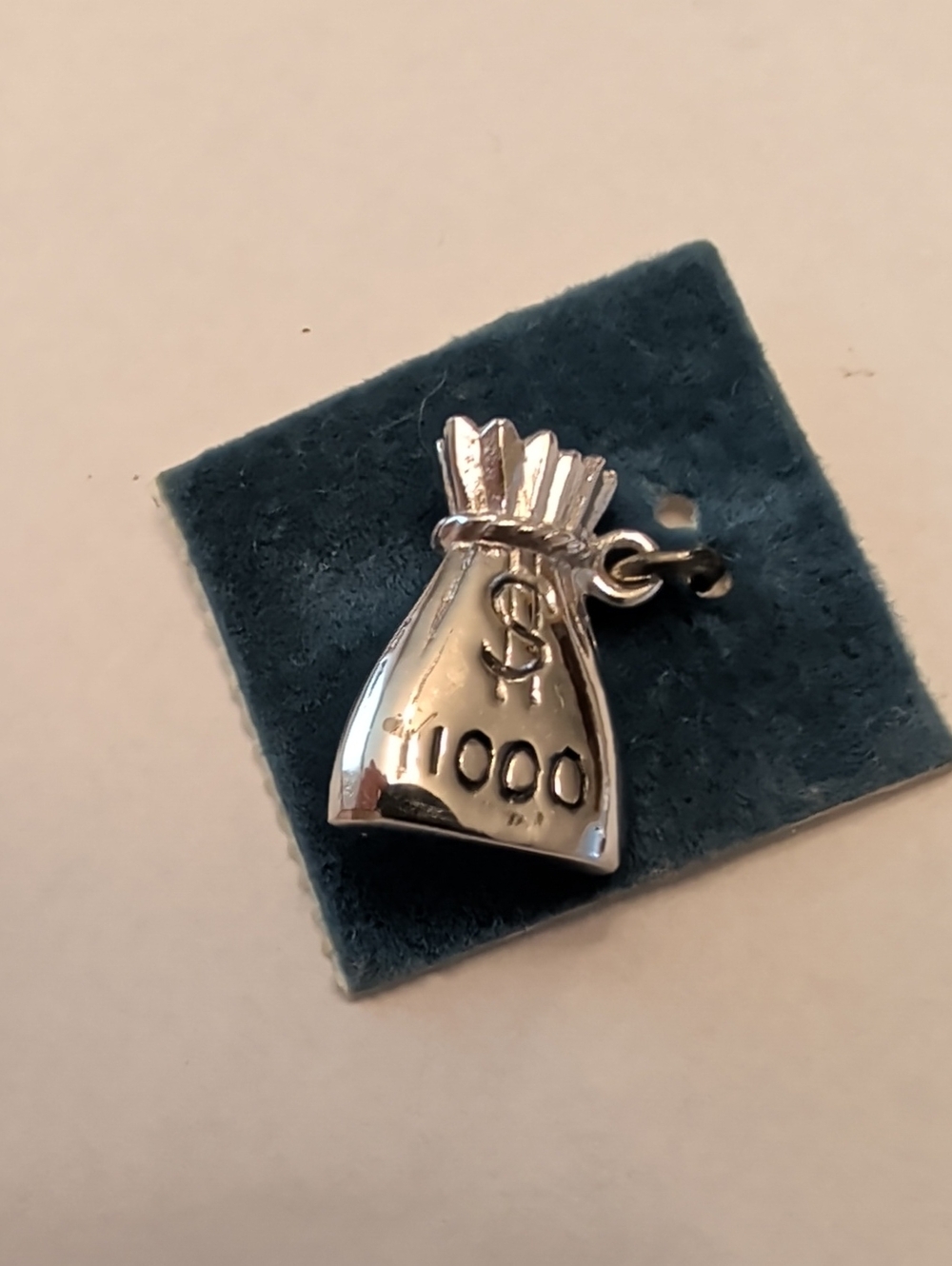 Wells Sterling Silver Money Bag Charm Pendant